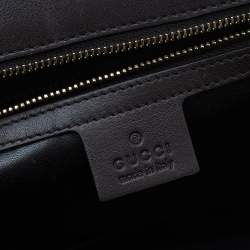 مملوكة مسبقًا حقيبة يد علوية غوتشي نيو بامبو جلد ثعبان بني