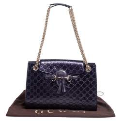 Gucci Purple Guccissima Patent Leather Large Emily Chain Shoulder Bag