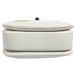 Pre Owned Gucci White Leather Medium Tassel New Bamboo Top Handle Bag