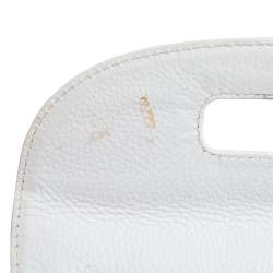 Pre Owned Gucci White Leather Medium Tassel New Bamboo Top Handle Bag