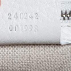 Pre Owned Gucci White Leather Medium Tassel New Bamboo Top Handle Bag