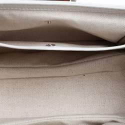 Pre Owned Gucci White Leather Medium Tassel New Bamboo Top Handle Bag