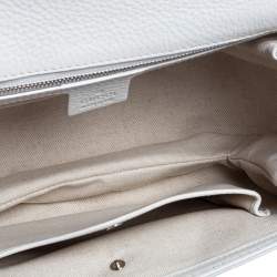 Pre Owned Gucci White Leather Medium Tassel New Bamboo Top Handle Bag