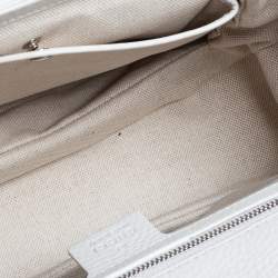 Pre Owned Gucci White Leather Medium Tassel New Bamboo Top Handle Bag