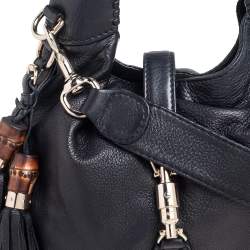 Pre Owned Gucci Black Leather Medium Jackie Hobo