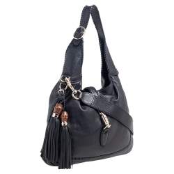 Pre Owned Gucci Black Leather Medium Jackie Hobo