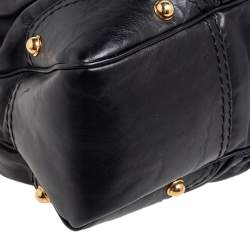 Pre Owned Gucci Black Leather Creole Hobo