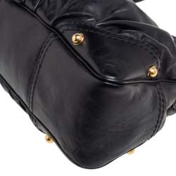 Pre Owned Gucci Black Leather Creole Hobo