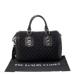 Pre Owned حقيبة بوسطون غوتشي جوي جلد ونيوبرين جي جي أسود متوسطة