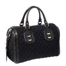 Pre Owned حقيبة بوسطون غوتشي جوي جلد ونيوبرين جي جي أسود متوسطة