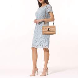 مملوكة مسبقًا حقيبة كتف غوتشي ميس بامبو جلد بيج مرصع