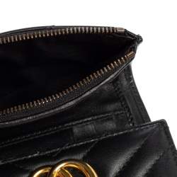 Pre Owned Gucci Black Leather GG Marmont Trifold Wallet