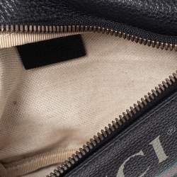 Gucci Black Pebbled Leather Small Logo Web Belt Bag