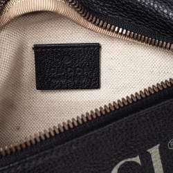 Gucci Black Pebbled Leather Small Logo Web Belt Bag
