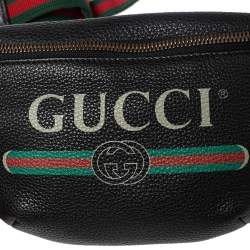 Gucci Black Pebbled Leather Small Logo Web Belt Bag