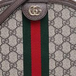 Pre Owned Gucci Beige/Ebony GG Supreme Coated Canvas And Leather Small Ophidia Shoulder Bag