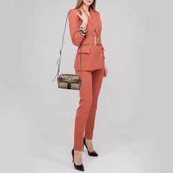 Pre Owned Gucci Beige/Ebony GG Supreme Coated Canvas And Leather Mini Ophidia Crossbody Bag