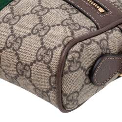 Pre Owned Gucci Beige/Ebony GG Supreme Coated Canvas And Leather Mini Ophidia Crossbody Bag