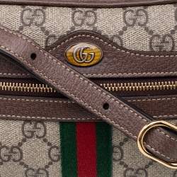 Pre Owned Gucci Beige/Ebony GG Supreme Coated Canvas And Leather Mini Ophidia Crossbody Bag