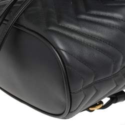Pre Owned Gucci Black Matelassé Leather GG Marmont Backpack