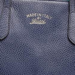 مملوكة مسبقًا Gucci Navy Blue Leather Swing Tote