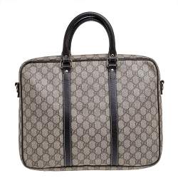 Gucci Beige-Ebony GG Supreme Coated Canvas And Leather Briefcase