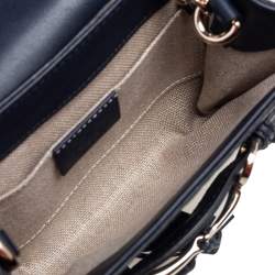 Pre Owned Gucci Navy Blue Microguccissima Leather Mini Emily Chain Shoulder Bag