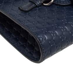 Pre Owned Gucci Navy Blue Microguccissima Leather Mini Emily Chain Shoulder Bag