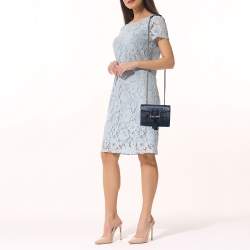 Pre Owned Gucci Navy Blue Microguccissima Leather Mini Emily Chain Shoulder Bag