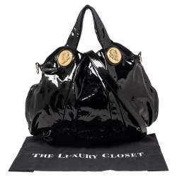 Pre Owned Gucci Black Patent Leather Large Hysteria Hobo