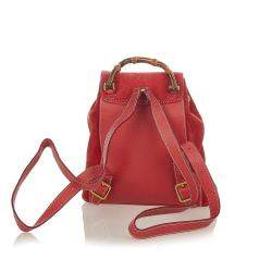 Pre Owned Gucci Red Suede Bamboo Suede Backpack