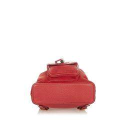 Pre Owned Gucci Red Suede Bamboo Suede Backpack