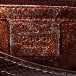 Pre Owned حقيبة هوبو غوتشي بريت متوسطة جلد ثعبان بيج/ عنابي بشراشيب