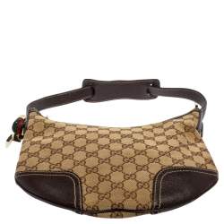 مملوكة مسبقًا حقيبة هوبو غوتشي برينسي كانفاس وجلد جي جي بني /بيج صغيرة