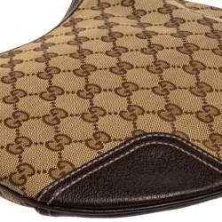 مملوكة مسبقًا حقيبة هوبو غوتشي برينسي كانفاس وجلد جي جي بني /بيج صغيرة