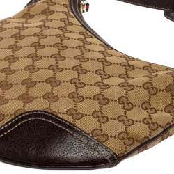 مملوكة مسبقًا حقيبة هوبو غوتشي برينسي كانفاس وجلد جي جي بني /بيج صغيرة