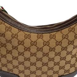 مملوكة مسبقًا حقيبة هوبو غوتشي برينسي كانفاس وجلد جي جي بني /بيج صغيرة