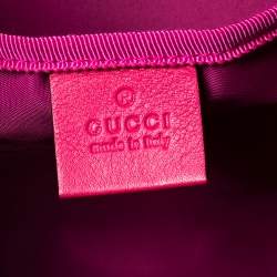 Pre Owned Gucci Pink/Beige Coated Canvas and Leather Floral Print Diaper Messenger Bag