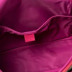 Pre Owned Gucci Pink/Beige Coated Canvas and Leather Floral Print Diaper Messenger Bag