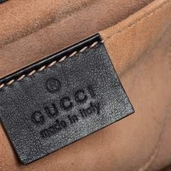 Pre Owned حقيبة كتف غوتشي قفل مرصع لؤلؤ صغيرة جلد أسود