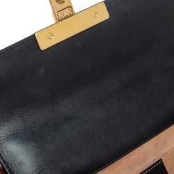 Pre Owned حقيبة كتف غوتشي قفل مرصع لؤلؤ صغيرة جلد أسود