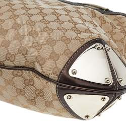 Pre Owned حقيبة هوبو غوتشي "مينك إيندي" صغيرة جلد و كانفاس جي جي بيج و بني ميتاليك