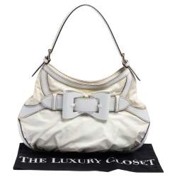 Gucci White Coated Canvas and Leather Medium Queen Hobo