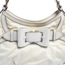 Gucci White Coated Canvas and Leather Medium Queen Hobo