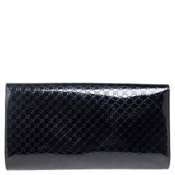 Pre Owned Gucci Black Microguccissima Patent Leather Medium Broadway Clutch