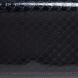 Pre Owned Gucci Black Microguccissima Patent Leather Medium Broadway Clutch