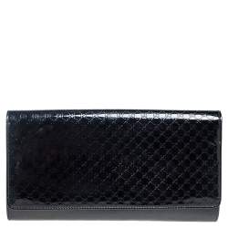 Pre Owned Gucci Black Microguccissima Patent Leather Medium Broadway Clutch
