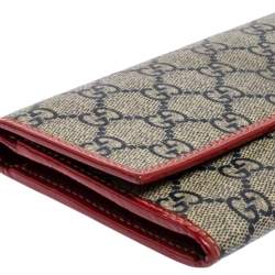 Pre Owned محفظة كونتيننتال غوتشي كانفاس سوبريم جي جي أحمر/أزرق تاتوو قلب 