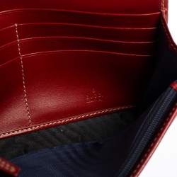 Pre Owned محفظة كونتيننتال غوتشي كانفاس سوبريم جي جي أحمر/أزرق تاتوو قلب 