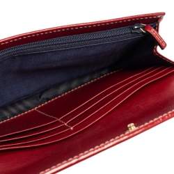 Pre Owned محفظة كونتيننتال غوتشي كانفاس سوبريم جي جي أحمر/أزرق تاتوو قلب 